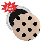 Polka Dots - Black on Pastel Brown 2.25  Magnet (100 pack)