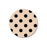 Polka Dots - Black on Pastel Brown Magnet 3  (Round)