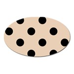 Polka Dots - Black on Pastel Brown Magnet (Oval)