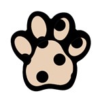 Polka Dots - Black on Pastel Brown Magnet (Paw Print)