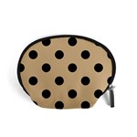 Polka Dots - Black on Tan Brown Accessory Pouch (Small)