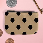 Polka Dots - Black on Tan Brown Mini Coin Purse