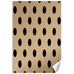 Polka Dots - Black on Tan Brown Canvas 20  x 30 