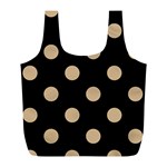 Polka Dots - Tan Brown on Black Full Print Recycle Bag (L)