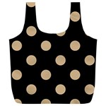 Polka Dots - Tan Brown on Black Full Print Recycle Bag (XL)