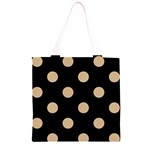 Polka Dots - Tan Brown on Black Grocery Light Tote Bag