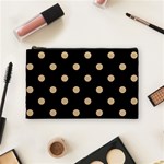 Polka Dots - Tan Brown on Black Cosmetic Bag (M)