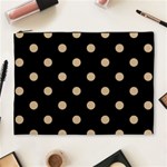 Polka Dots - Tan Brown on Black Cosmetic Bag (XL)