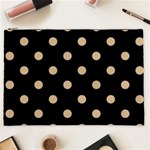 Polka Dots - Tan Brown on Black Cosmetic Bag (XXL)