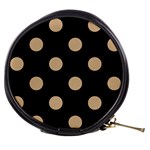 Polka Dots - Tan Brown on Black Mini Makeup Bag