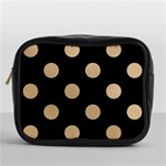 Polka Dots - Tan Brown on Black Mini Toiletries Bag (One Side)