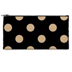 Polka Dots - Tan Brown on Black Pencil Case