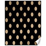 Polka Dots - Tan Brown on Black Canvas 11  x 14 