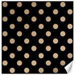 Polka Dots - Tan Brown on Black Canvas 16  x 16 