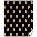 Polka Dots - Tan Brown on Black Canvas 16  x 20 