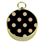 Polka Dots - Tan Brown on Black Gold Compass