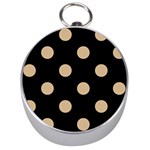 Polka Dots - Tan Brown on Black Silver Compass