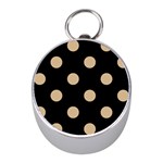 Polka Dots - Tan Brown on Black Silver Compass (Mini)