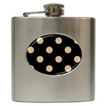 Polka Dots - Tan Brown on Black Hip Flask (6 oz)