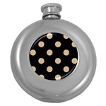 Polka Dots - Tan Brown on Black Hip Flask (5 oz)