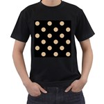 Polka Dots - Tan Brown on Black Men s T-Shirt (Black)