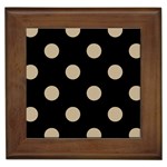 Polka Dots - Khaki Brown on Black Framed Tile