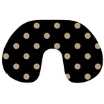 Polka Dots - Khaki Brown on Black Travel Neck Pillow