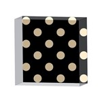 Polka Dots - Khaki Brown on Black 4 x 4  Acrylic Photo Block