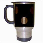 Polka Dots - Khaki Brown on Black Travel Mug (Silver Gray)