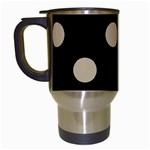 Polka Dots - Khaki Brown on Black Travel Mug (Black)