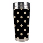 Polka Dots - Khaki Brown on Black Stainless Steel Travel Tumbler