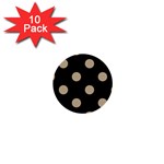 Polka Dots - Khaki Brown on Black 1  Mini Button (10 pack)