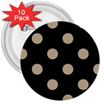 Polka Dots - Khaki Brown on Black 3  Button (10 pack)