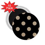 Polka Dots - Khaki Brown on Black 2.25  Magnet (10 pack)