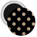 Polka Dots - Khaki Brown on Black 3  Magnet