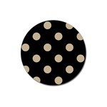 Polka Dots - Khaki Brown on Black Magnet 3  (Round)