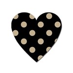 Polka Dots - Khaki Brown on Black Magnet (Heart)