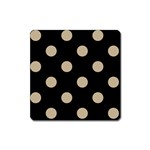 Polka Dots - Khaki Brown on Black Magnet (Square)