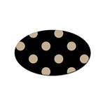 Polka Dots - Khaki Brown on Black Sticker (Oval)