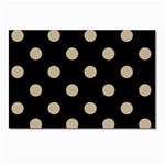 Polka Dots - Khaki Brown on Black Postcard 4  x 6 