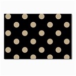 Polka Dots - Khaki Brown on Black Postcard 5  x 7 