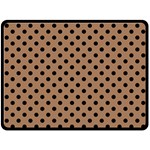 Polka Dots - Black on French Beige Fleece Blanket (Large) (One Side)