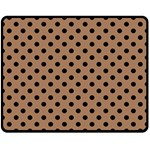 Polka Dots - Black on French Beige Double Sided Fleece Blanket (Medium) (Two Sides)