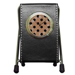 Polka Dots - Black on French Beige Pen Holder Desk Clock