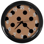 Polka Dots - Black on French Beige Wall Clock (Black)