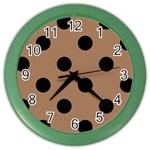 Polka Dots - Black on French Beige Color Wall Clock