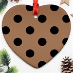 Polka Dots - Black on French Beige Ornament (Heart)