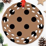 Polka Dots - Black on French Beige Round Filigree Ornament (Two Sides)