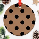 Polka Dots - Black on French Beige Ornament (Round)