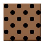 Polka Dots - Black on French Beige Tile Coaster